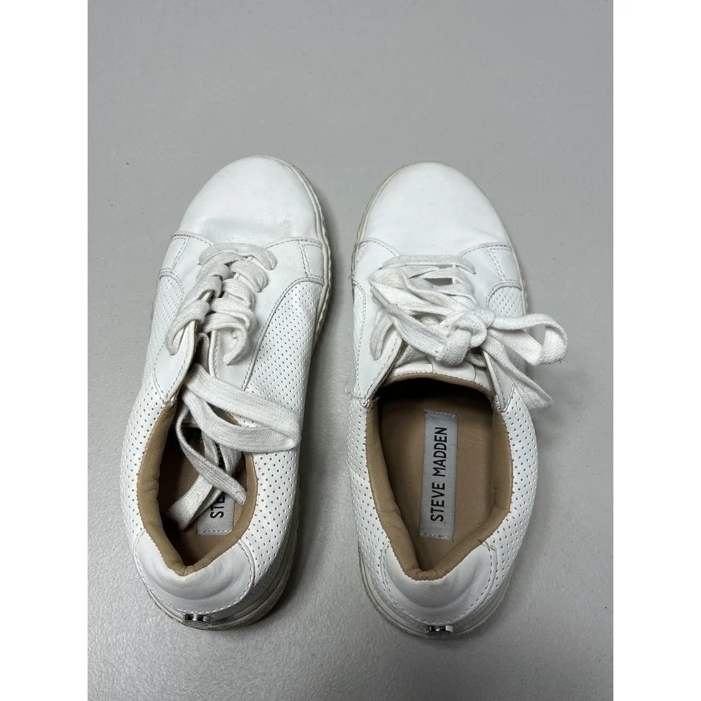 Steve Madden Toliver Shoes Womens Size‎ 6.5 White Platform Sneakers TLVR01S1